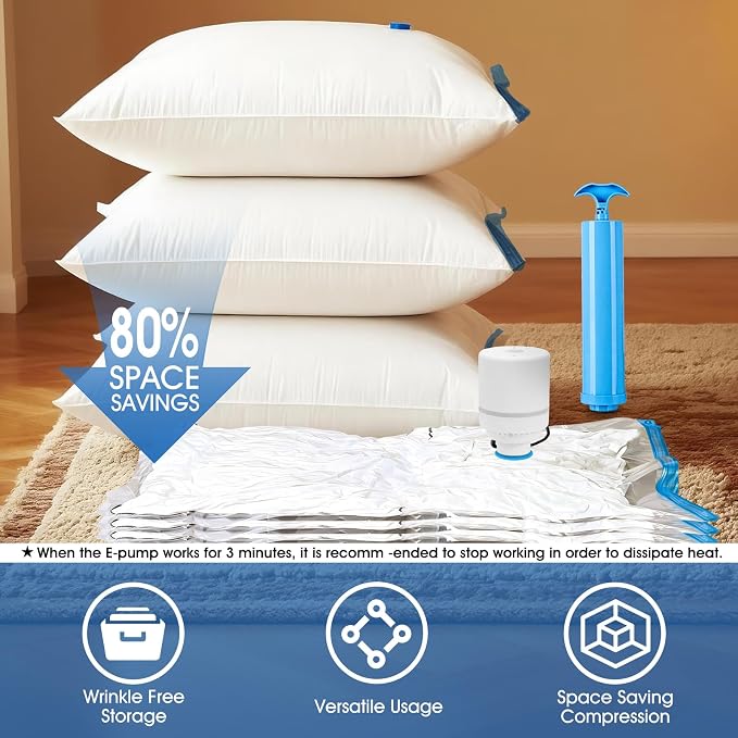 AROIC 50 Pack Vacuum Storage Bags, 5 Sizes + 2 Roll-up Space Saver Vacuum - Image 4