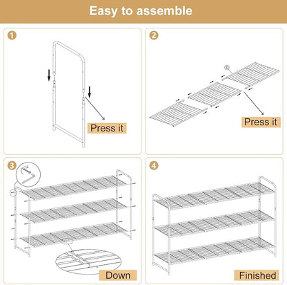 KEETDY 3-Tier Long Shoe Rack for Closet Metal Shoe Organizer for Entryway - Image 7