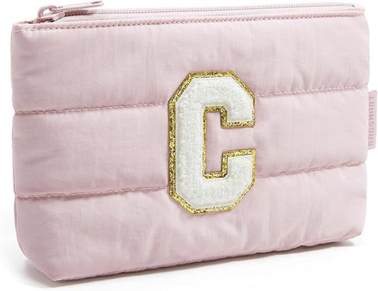 BAGSMART Small Personalized Makeup Bag, Machine Washable Puffy Cosmetic Pouch by BAGSMART