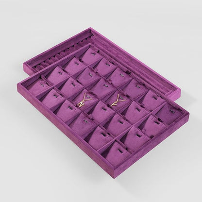 Velvet Necklace Display Tray, Stackable 24 Grid Insert Pendant Necklaces - Image 7