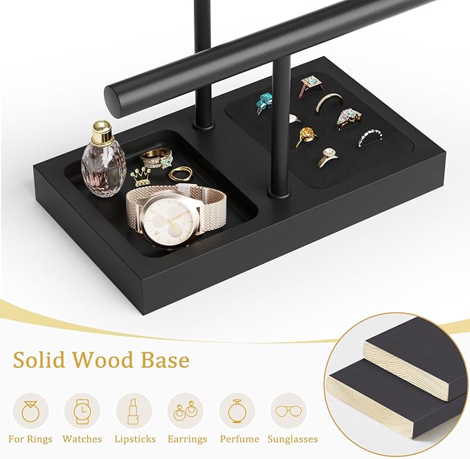 SZQINJI Jewelry Holder Organizers Bracelet Holder Display Stand, Solid Wood Base - Image 5