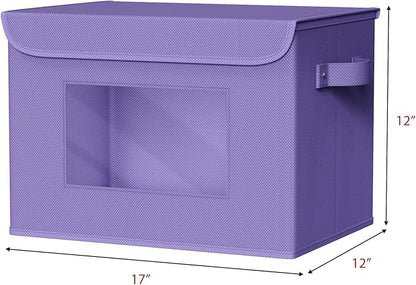 Univivi Storage Bins with Lids Fabric Lidded Storage Baskets Stackable Closet - Image 2