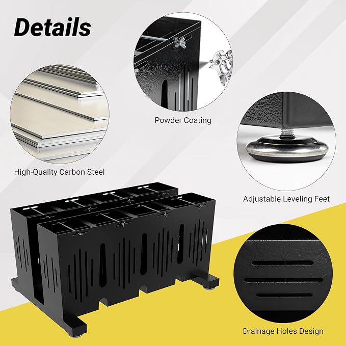 8-Pair Ski Storage Rack w/Width-Adjustable Fixing Bars, Heavy Duty Metal - Image 4