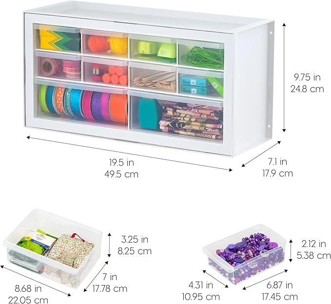 IRIS USA 10-Drawer Organizer, 2 Pack, Makeup Tool Craft Storage, Stackable - Image 3
