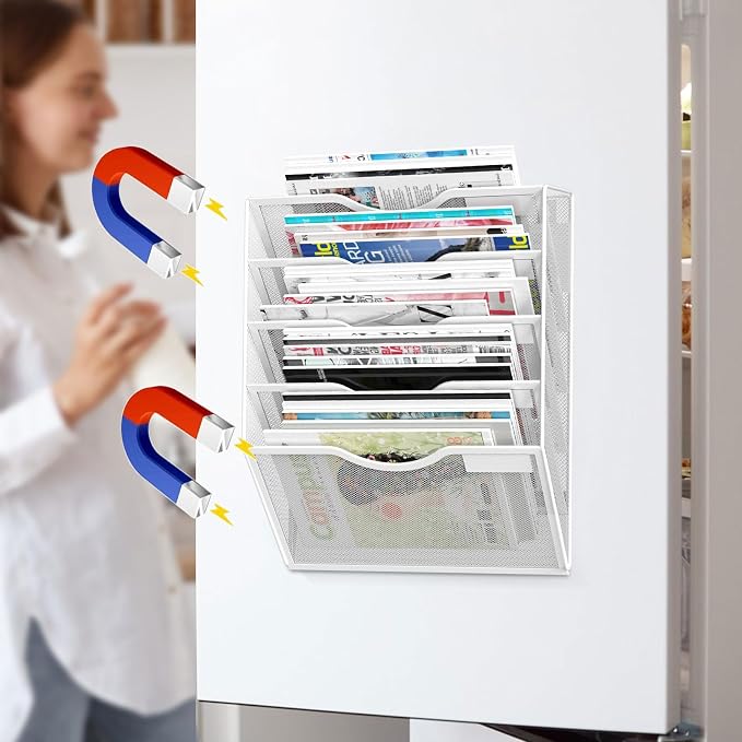 5-Tier Magnetic File Organizer, No Drilling Installation, Magazine Rack - Image 7