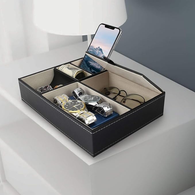 Baoyun Mens Valet Tray Organizer, Mens Jewelry Box, Nightstand Organizer - Image 6