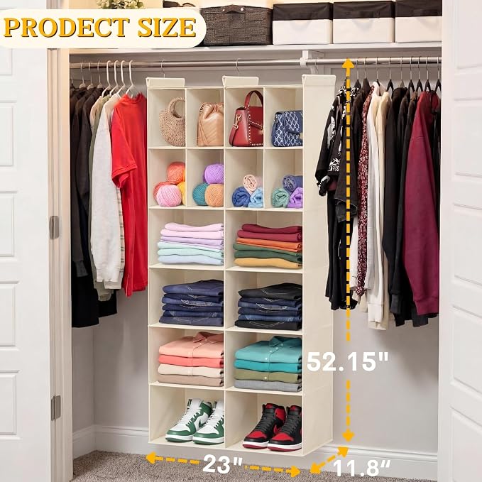 Ofiray-home 6 Tier Hanging Closet Organizer, 16 Compartments Sweater Organizer - Image 3