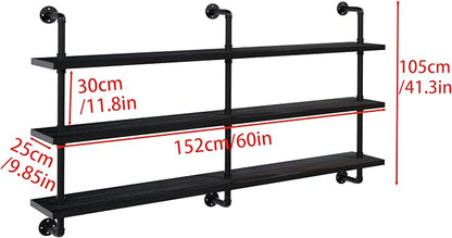HDDFER Industrial Pipe Shelving Rustic Black Pipe Wall Shelves Industrial - Image 2