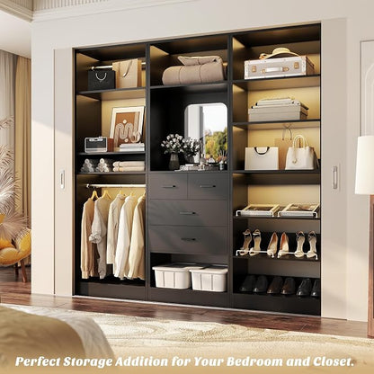 Unikito 75” Closet System with Drawers, 6.2FT Wood Closet Organizer with - Image 6