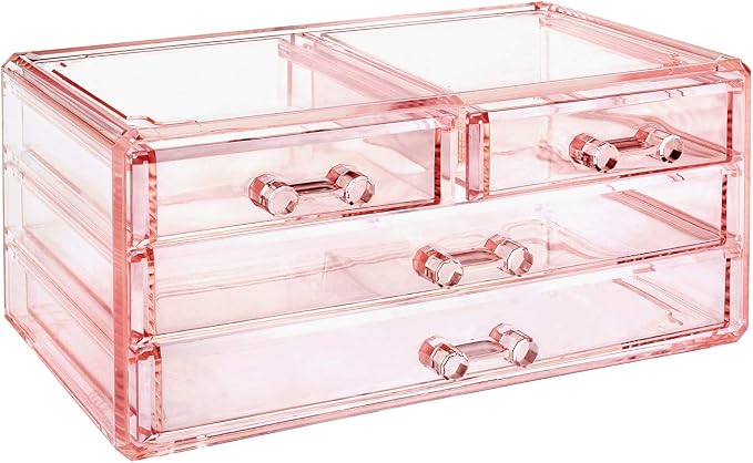 Ikee Design Pink Jewelry & Cosmetic Storage Display Boxes Two Pieces Set - Image 6