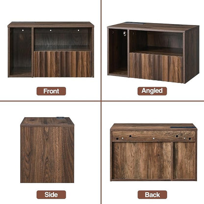 Floating Nightstand with Charging Station, Walnut Fluted Wall Mounted - Image 8