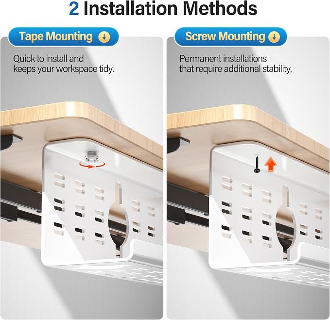 2 Pack Cable Management Under Desk White, Cinati 32" Large Cable Management Tray - Image 3