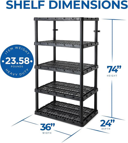 Gracious Living 2 Pack XL Heavy-Duty Storage Shelves, Knect-A-Shelf 5-Shelf - Image 3