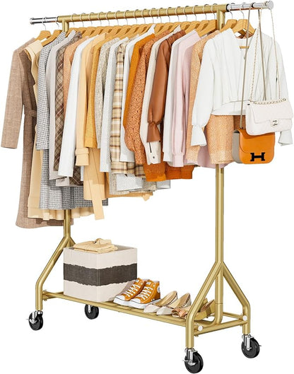 Heavy Duty Clothes Rack Load 450 LBS, Metal Garment Rack, Standing Rolling by HYSEYY