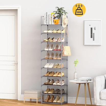 10 Tiers Tall Shoe Rack Narrow 20-24 Pairs Shoe Rack - Image 2