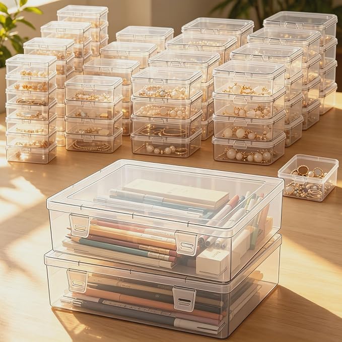 Goodma Small Bead Organizers, 78 Pieces Mixed Sizes Plastic Storage | Clear - Image 2