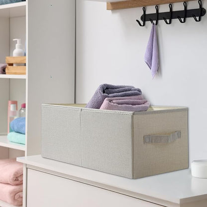3 Pack Linen Storage Baskets - Image 5