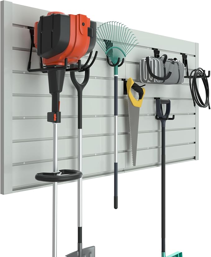 RELIANCER PVC Slat Wall Panels, 4ft by 2ft Garage Wall Organizer Storage System by RELIANCER