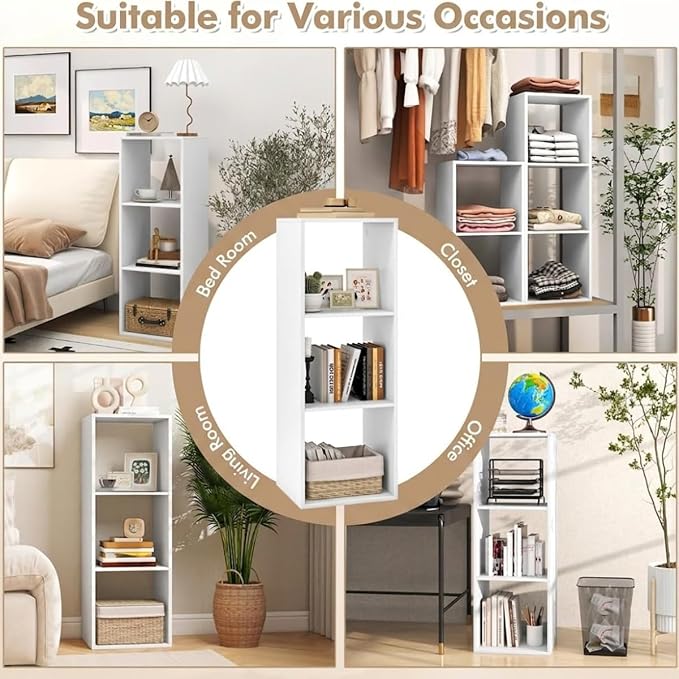 POWERSTONE 3 Cube Storage Organizer, 3 Tier Cubby Bookshelf Freestanding - Image 7