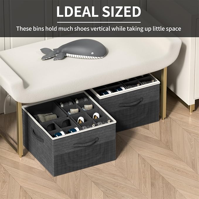 Aokeyee Shoe Organizer for Closet, 2 Pack Foldable Shoe Storage Organizer Box - Image 4