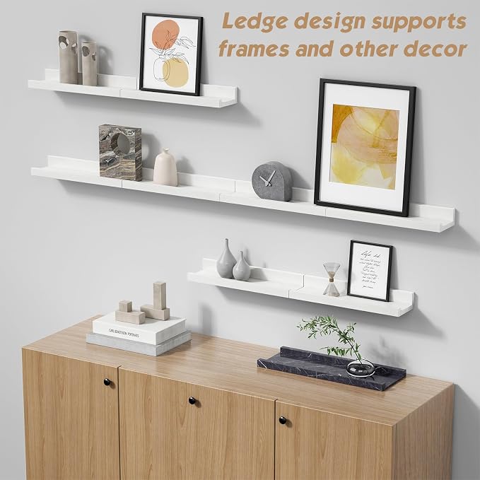 Forbena White Picture Ledge Shelf, Floating Shelves - Image 7