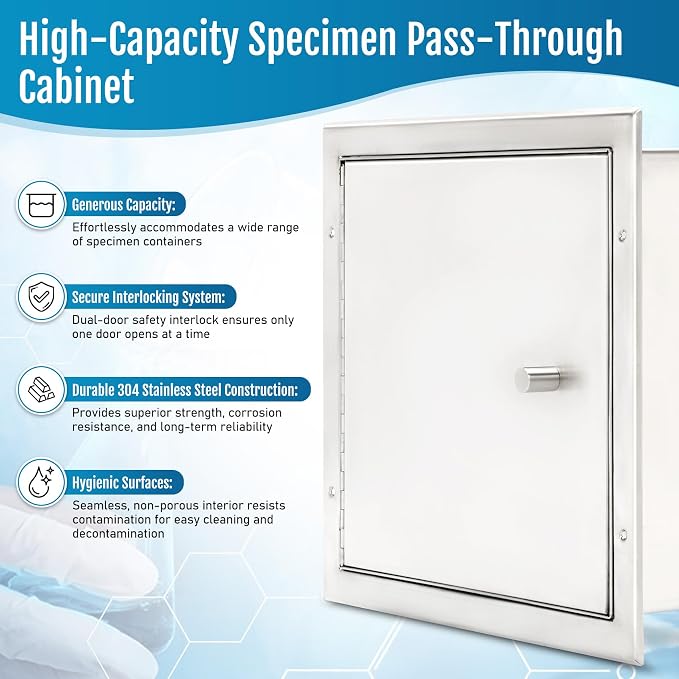 Recessed Specimen Pass-Thru Cabinet, Stainless Steel Specimen Box - Image 3