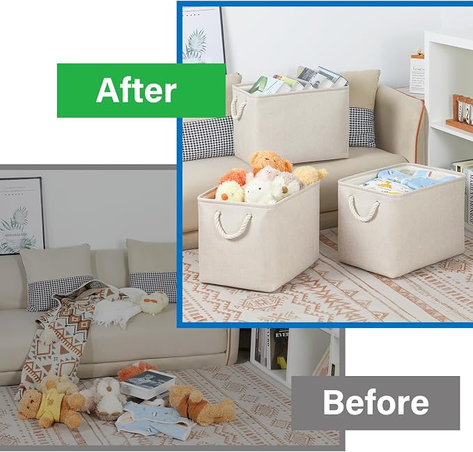 Bidtakay Large Storage Baskets for Shelves 3 Pack Fabric Storage Bins for - Image 8