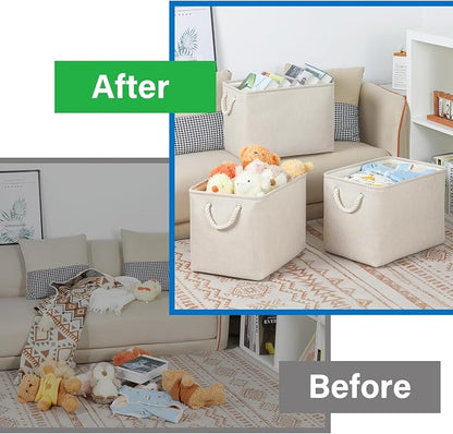 Bidtakay Large Storage Baskets for Shelves 3 Pack Fabric Storage Bins for - Image 8