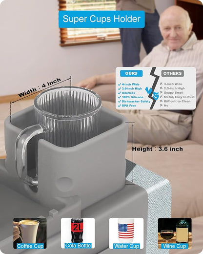 Silicone Couch Cup Holder, VIENFUT Anti-Spill and Anti-Slip Sofa Armrest Tray - Image 2
