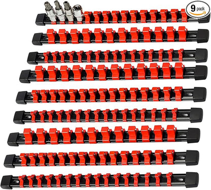 AMM 9-Piece Socket Organizer, 3/8 & 1/4 inch Drive ABS Socket Holder, Heavy by AMMTOOL