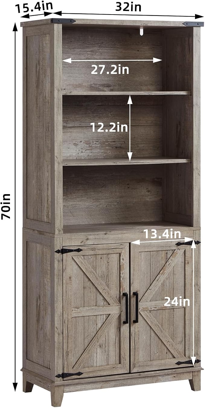 70in Tall Bookshelf 5 Tier Bookcase - Image 2