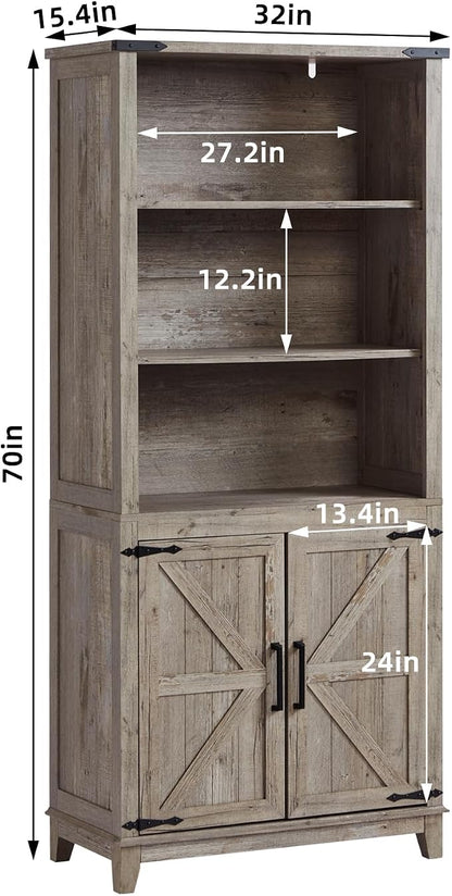 70in Tall Bookshelf 5 Tier Bookcase - Image 2