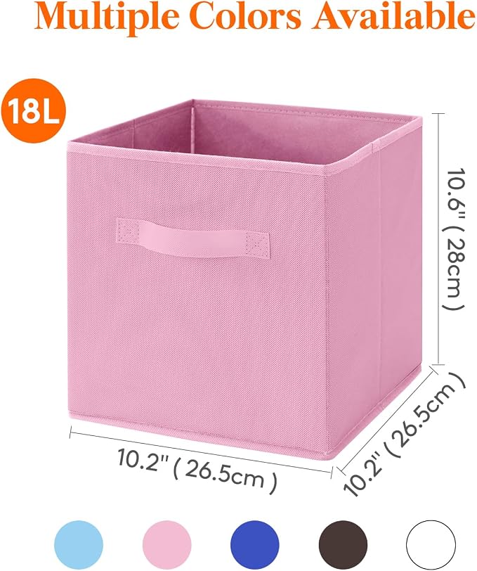 Lifewit Storage Cubes, 11 Inch Organizer Bins, 18L Pink, 6 Packs | Foldable - Image 2