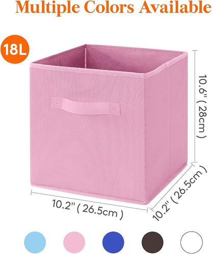 Lifewit Storage Cubes, 11 Inch Organizer Bins, 18L Pink, 6 Packs | Foldable - Image 2