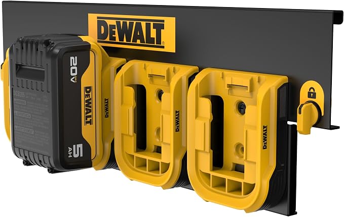 DEWALT Battery Organizer, Holds up to 4 Batteries, Mount Rail, Workshop Storage by Unknown