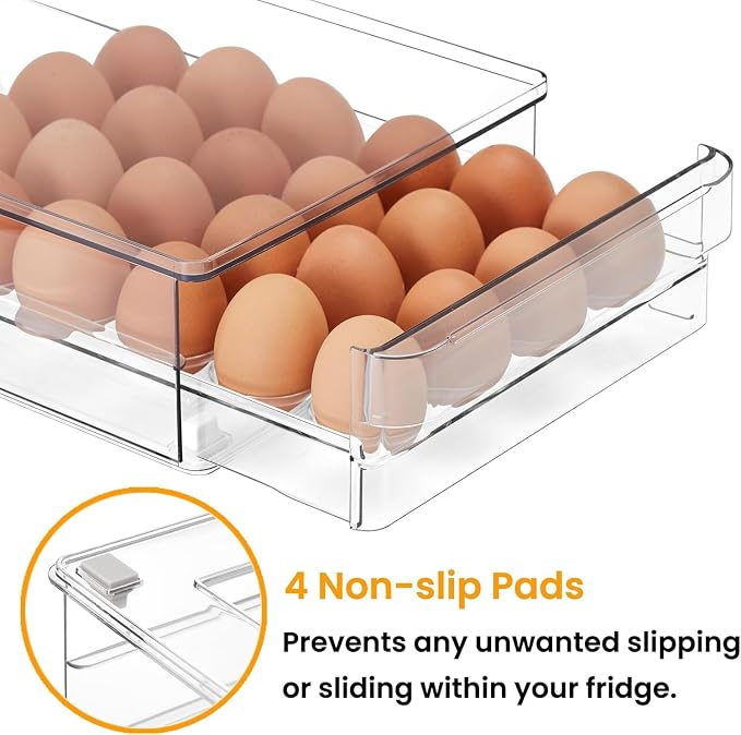 vacane 24 Capacity Egg Holder for Refrigerator, Egg Drawer for Fridge Pull Out - Image 5