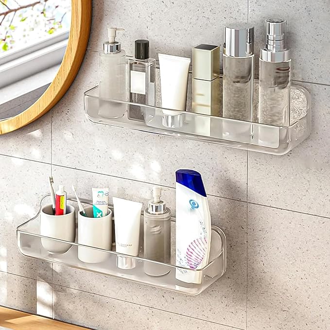 Diesisa Acrylic Wall Mount Organizer, Adhesive Shelves, Shower Caddies by Home
