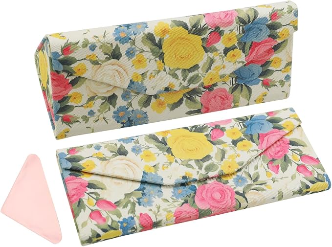 Foldable Glasses Case, Magnetic PU Leahter Sunglasses Case, Cute Hard Shell by FLYINGMAGE