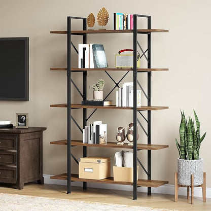 YITAHOME 5 Tier Bookshelf | Large Bookcase Industrial Book Shelf Storage by YITAHOME