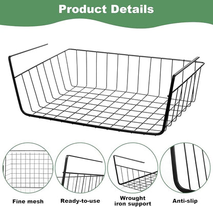 6 Pcs Undershelf Storage Basket Under Shelf Wire Basket Household Metal Under - Image 3