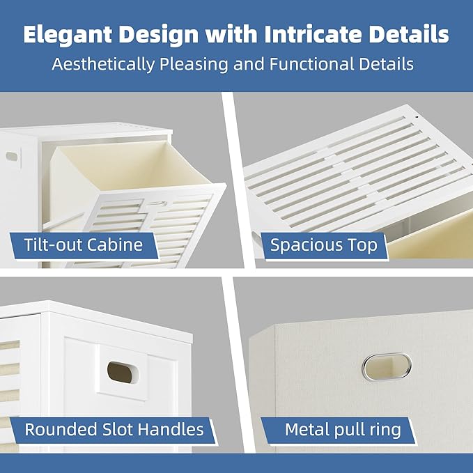 HITNET Tilt Out Laundry Hamper Cabinet, Bathroom Laundry Cabinet - Image 4