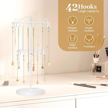 MODOWEY Rotating Necklace Holder Organizer Display Stand - Image 2