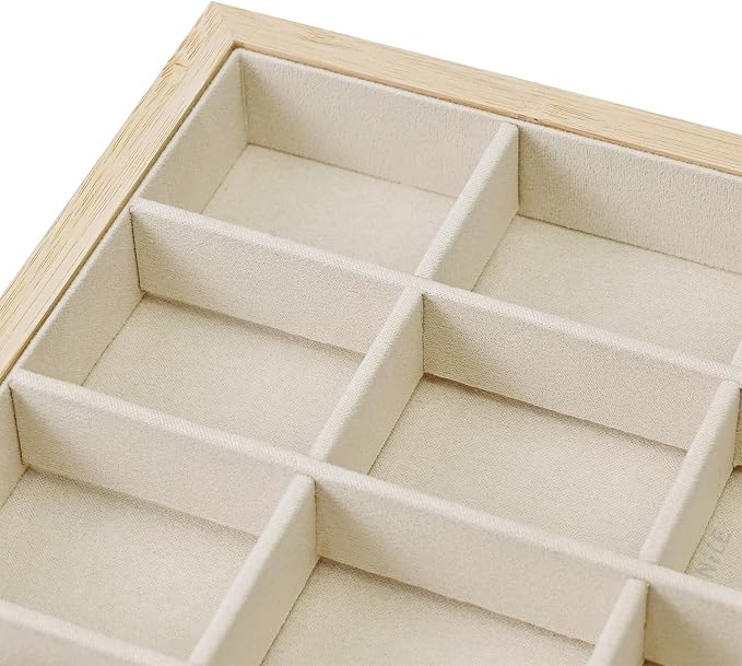 MOOCA 2 Pcs Set Bamboo Jewelry Display Tray Organizer - Image 6