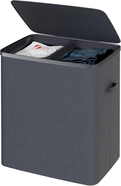 Dual Section 90 liter/23.8 gallon Laundry Hamper Separation Basket by Whitmor