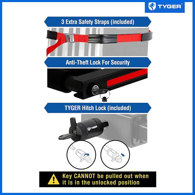 Tyger Auto TG-RK1B707B Folding Hitch-Mounted Ski/Snowboard Rack Fits 2" or - Image 4