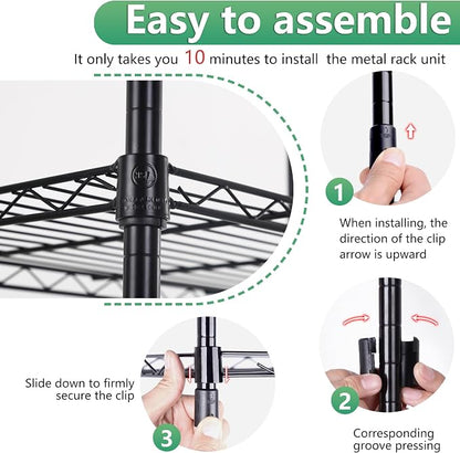 BestOffice | 5-Tier Wire Shelf | 22" x 12" x 48" | Black | Storage Shelves - Image 4