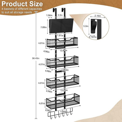 Adjustable Over the Door Pantry Organizer, 5-Tier Metal Pantry Door - Image 7