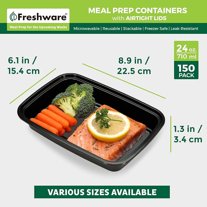 Freshware Meal Prep Containers 1 Compartment - Image 4