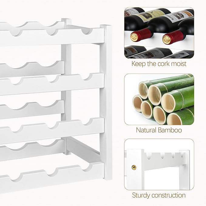 VASMIA Wine Rack, 4-Tier Bamboo Wine Racks Countertop, Sturdy and Durable Wine - Image 3