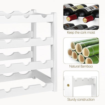 VASMIA Wine Rack, 4-Tier Bamboo Wine Racks Countertop, Sturdy and Durable Wine - Image 3
